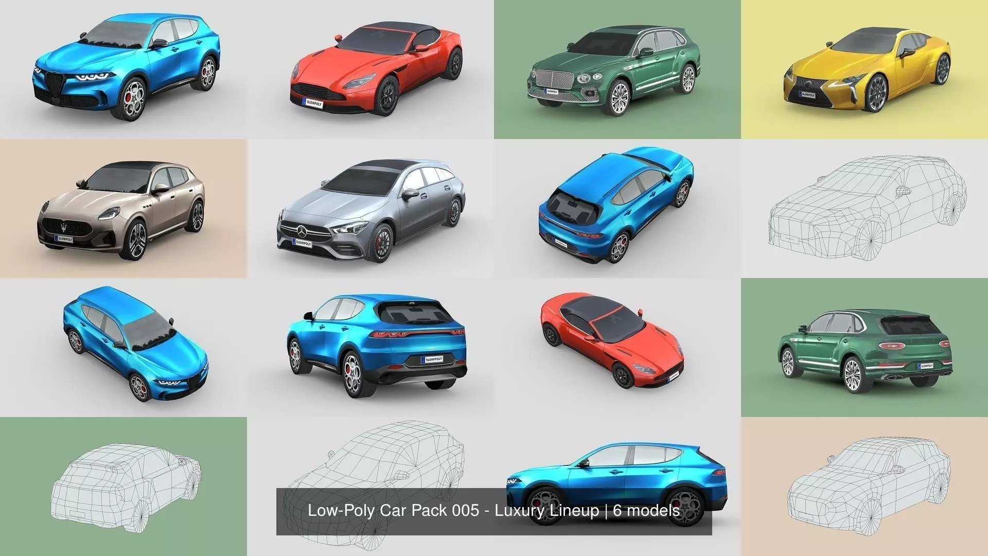 Low-Poly Car Pack 005 - Luxury Lineup 3D Model Collection_1