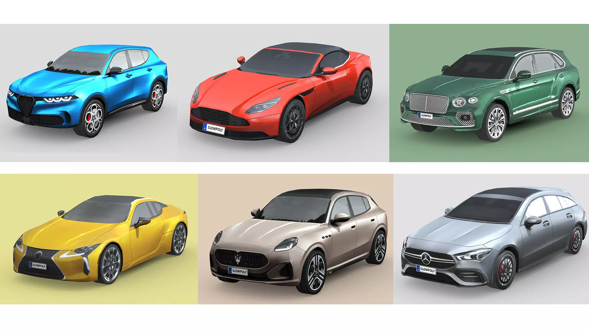 Low-Poly Car Pack 005 - Luxury Lineup 3D Model Collection_0