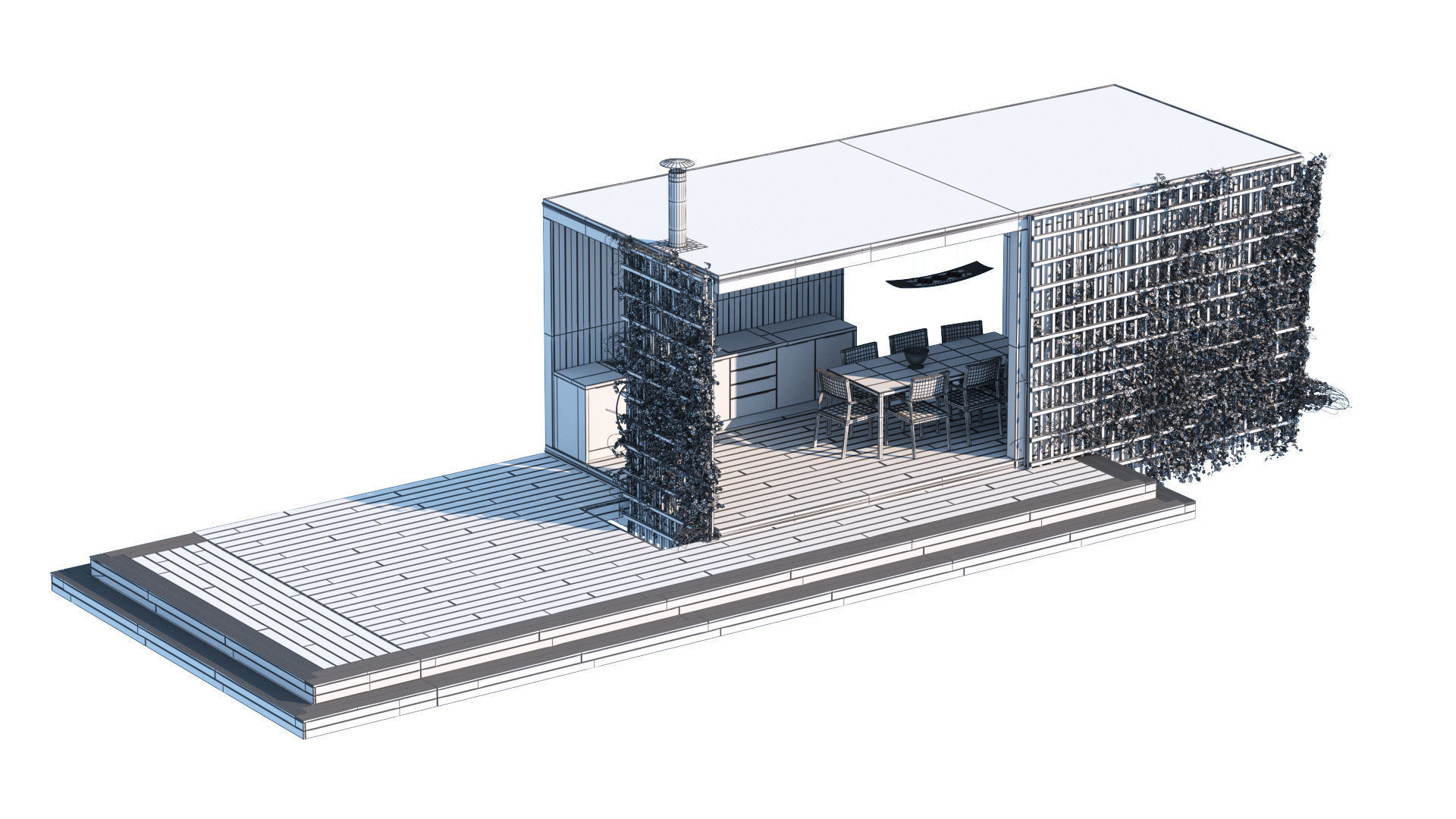 Furnished pergola 3d model Low-poly 3D model_6