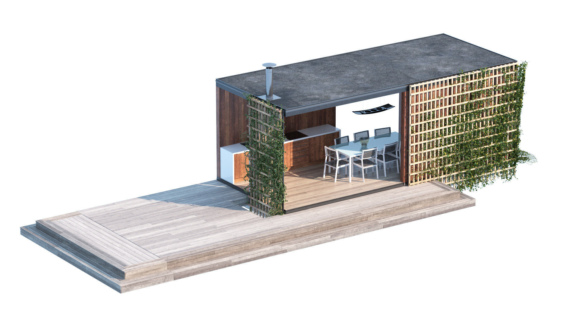 Furnished pergola 3d model Low-poly 3D model_4