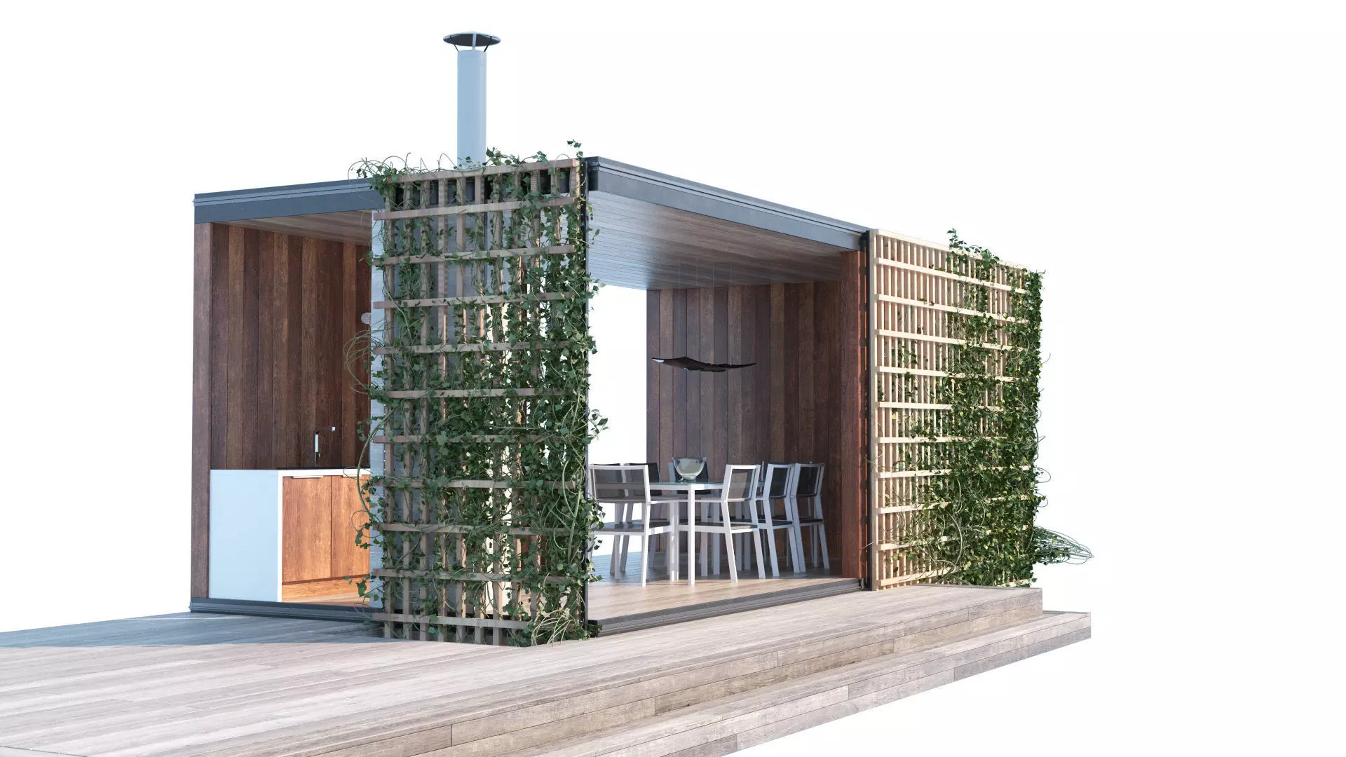Furnished pergola 3d model Low-poly 3D model_0