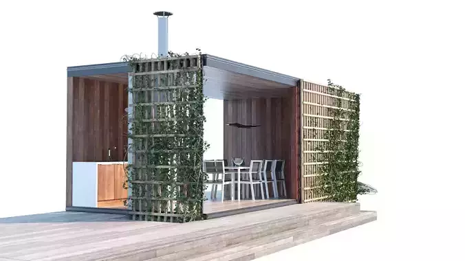 Furnished pergola 3d model Low-poly 3D model