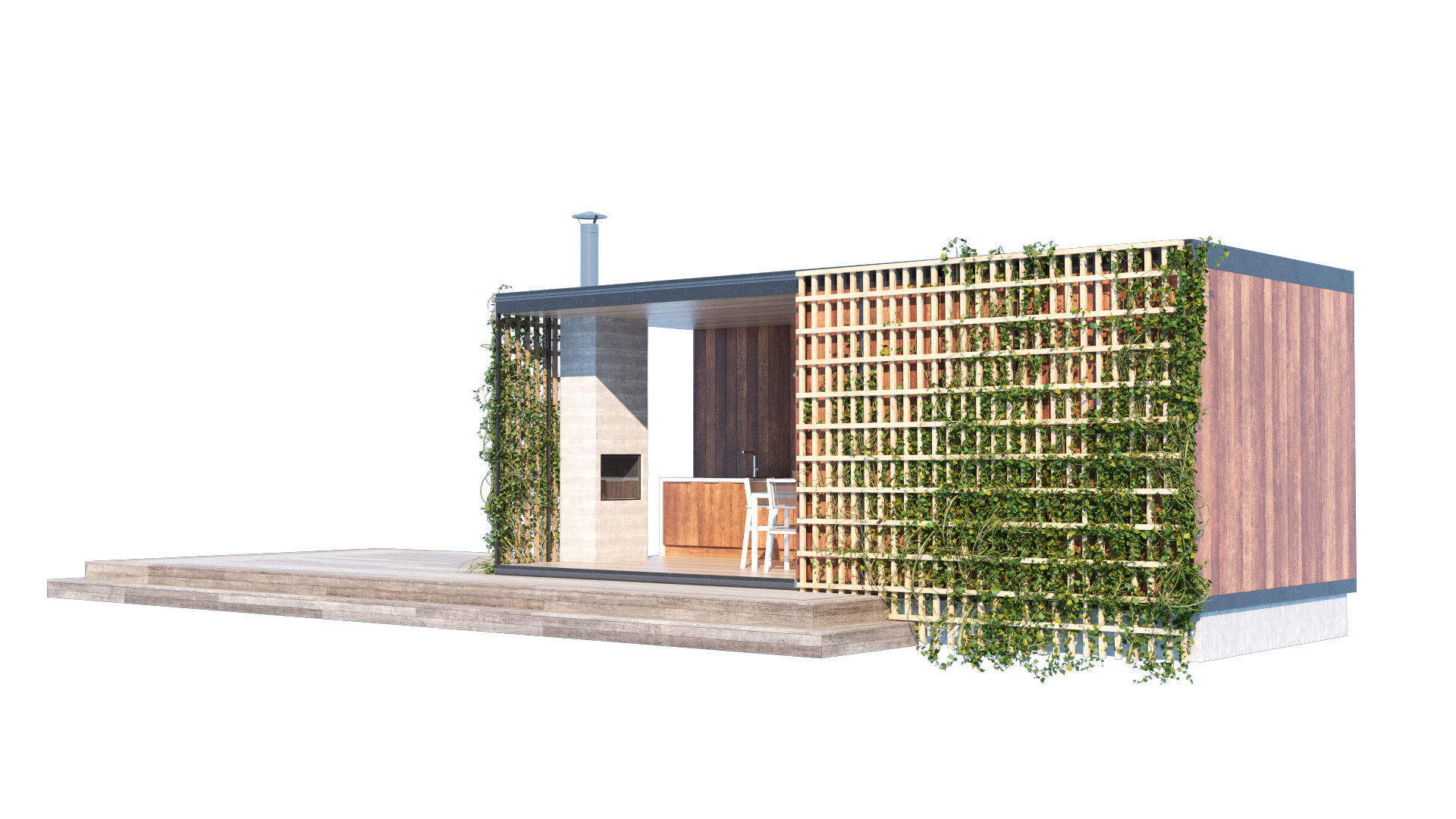 Furnished pergola 3d model Low-poly 3D model_3