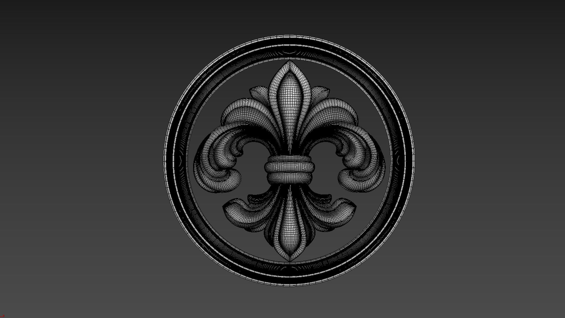 Fleur de Lis Bas-relief 3D model_10