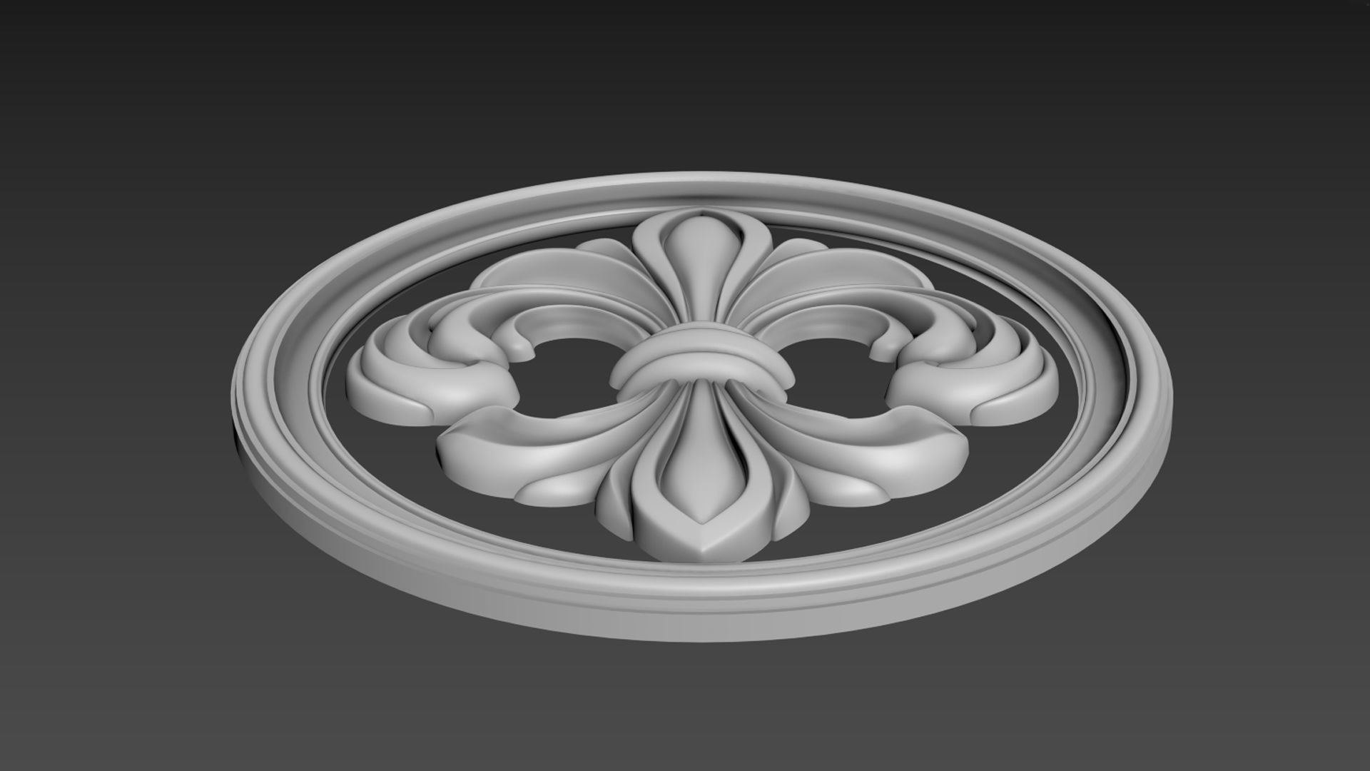 Fleur de Lis Bas-relief 3D model_9