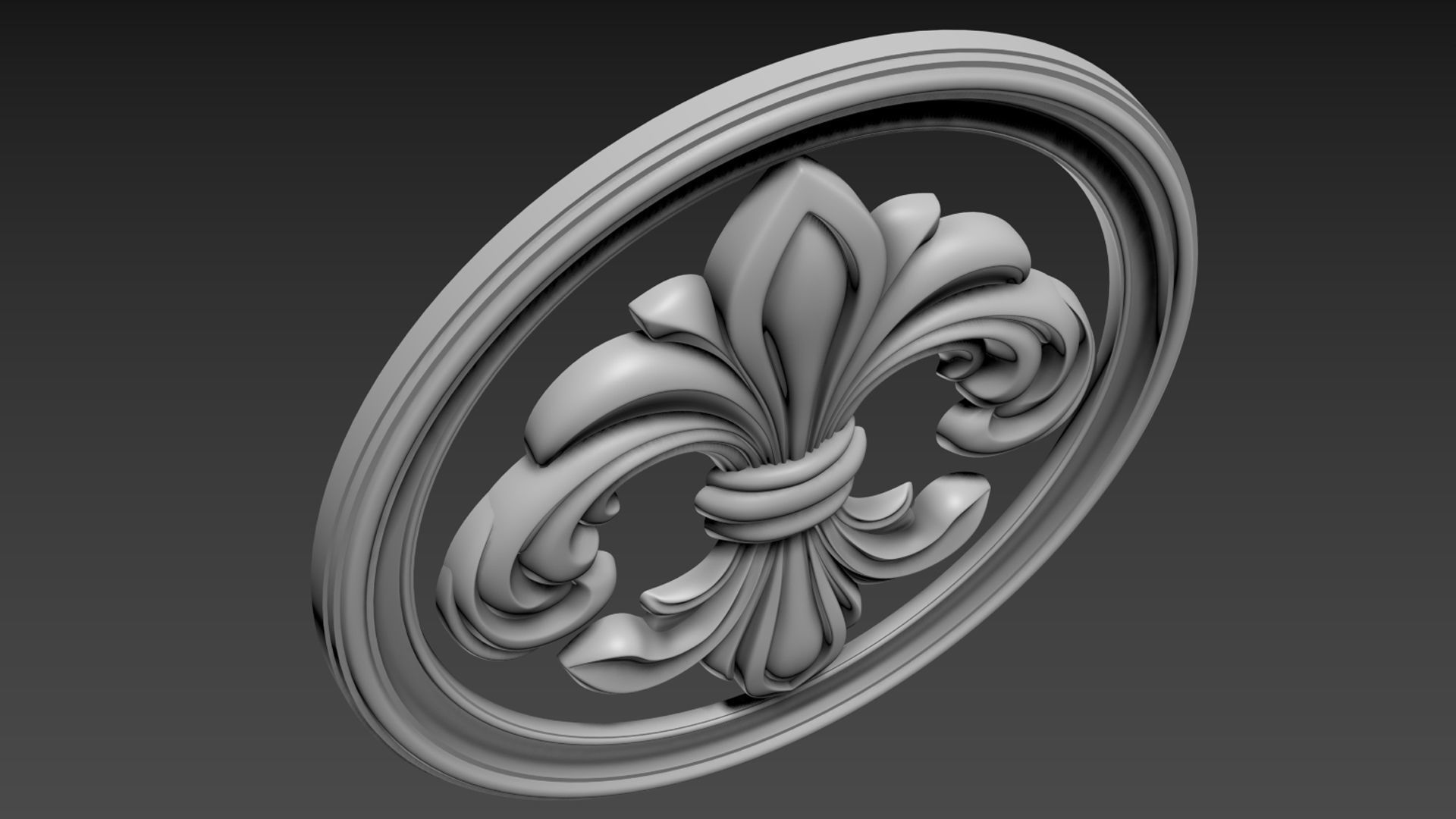 Fleur de Lis Bas-relief 3D model_7