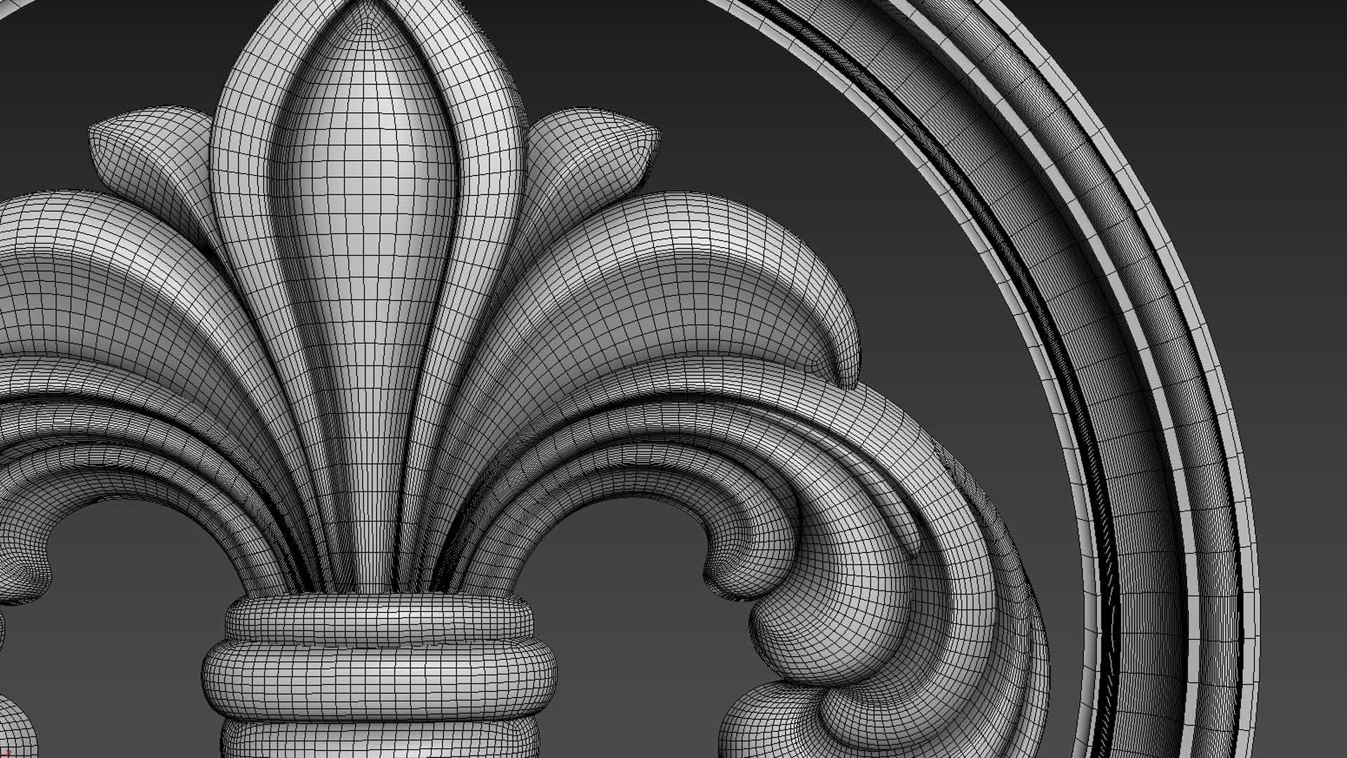 Fleur de Lis Bas-relief 3D model_11
