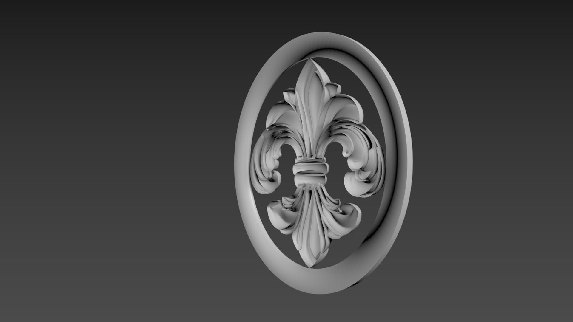 Fleur de Lis Bas-relief 3D model_5