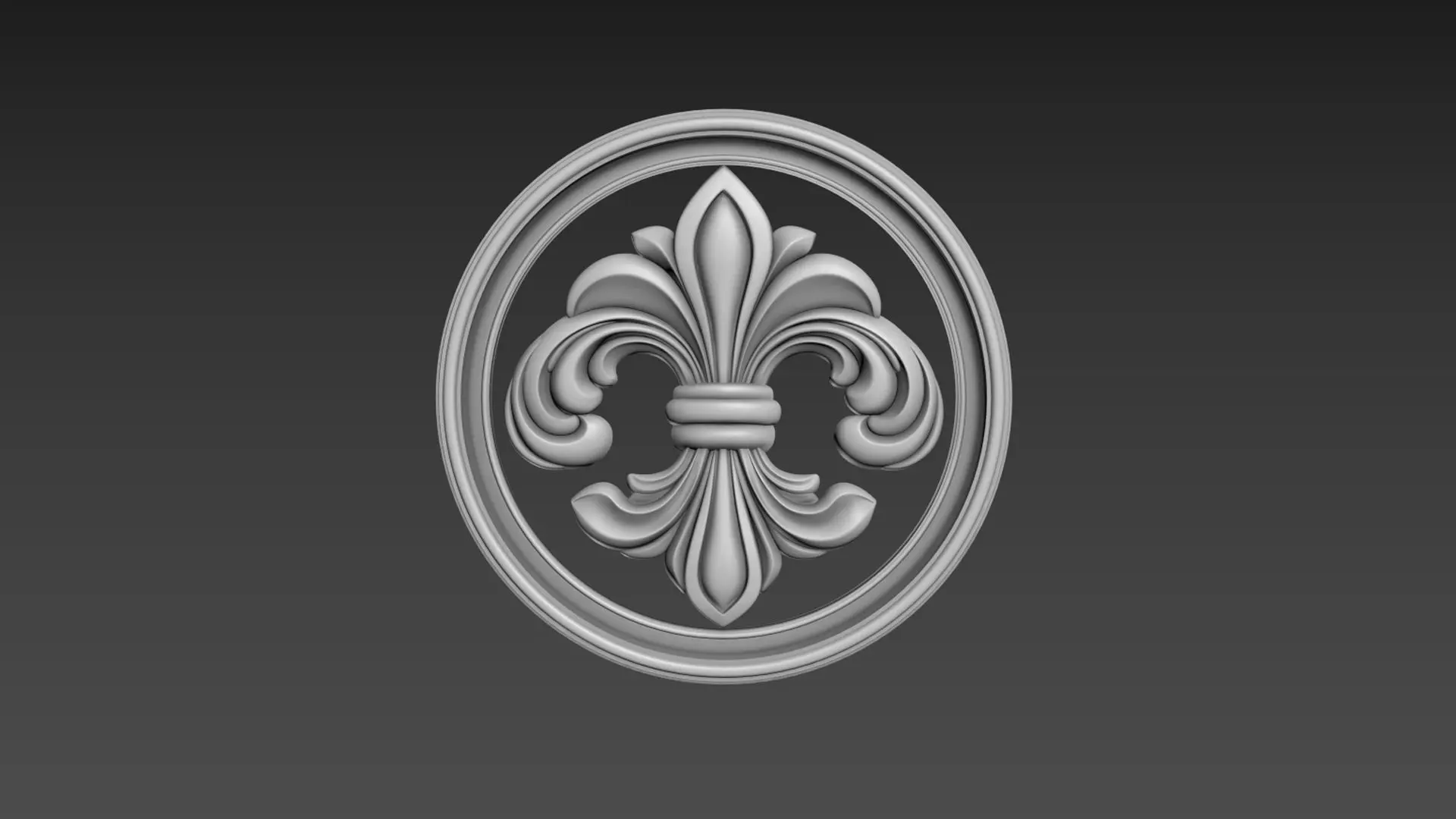 Fleur de Lis Bas-relief 3D model_0