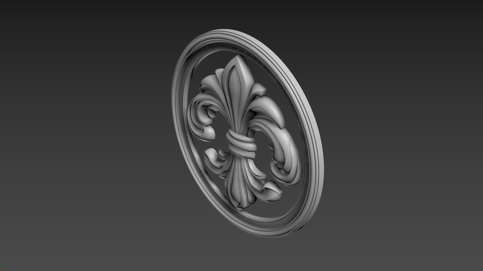 Fleur de Lis Bas-relief 3D model_8