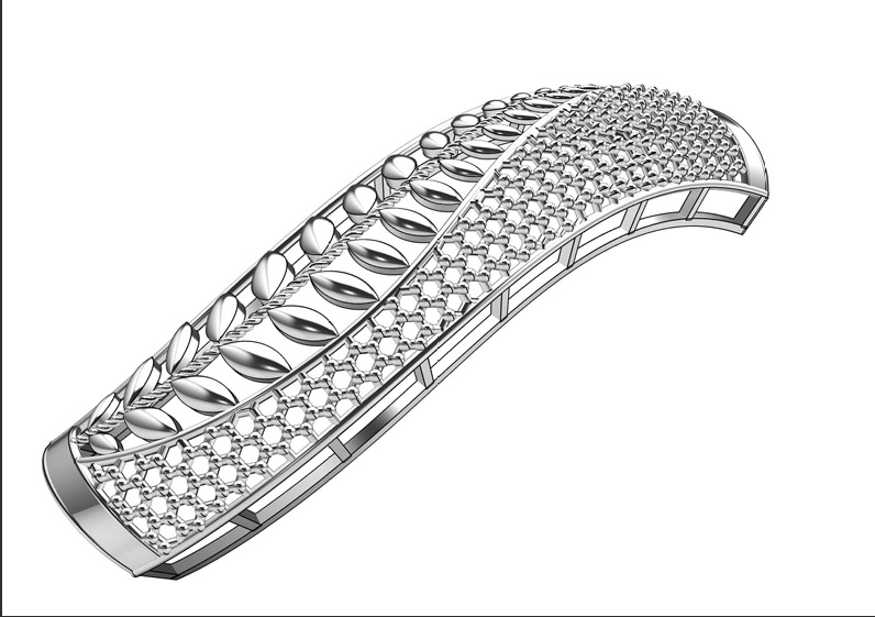 10 Curved Leaf Gold Bangle 3D print model_4