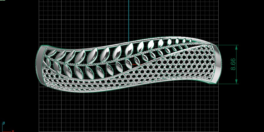 10 Curved Leaf Gold Bangle 3D print model_1