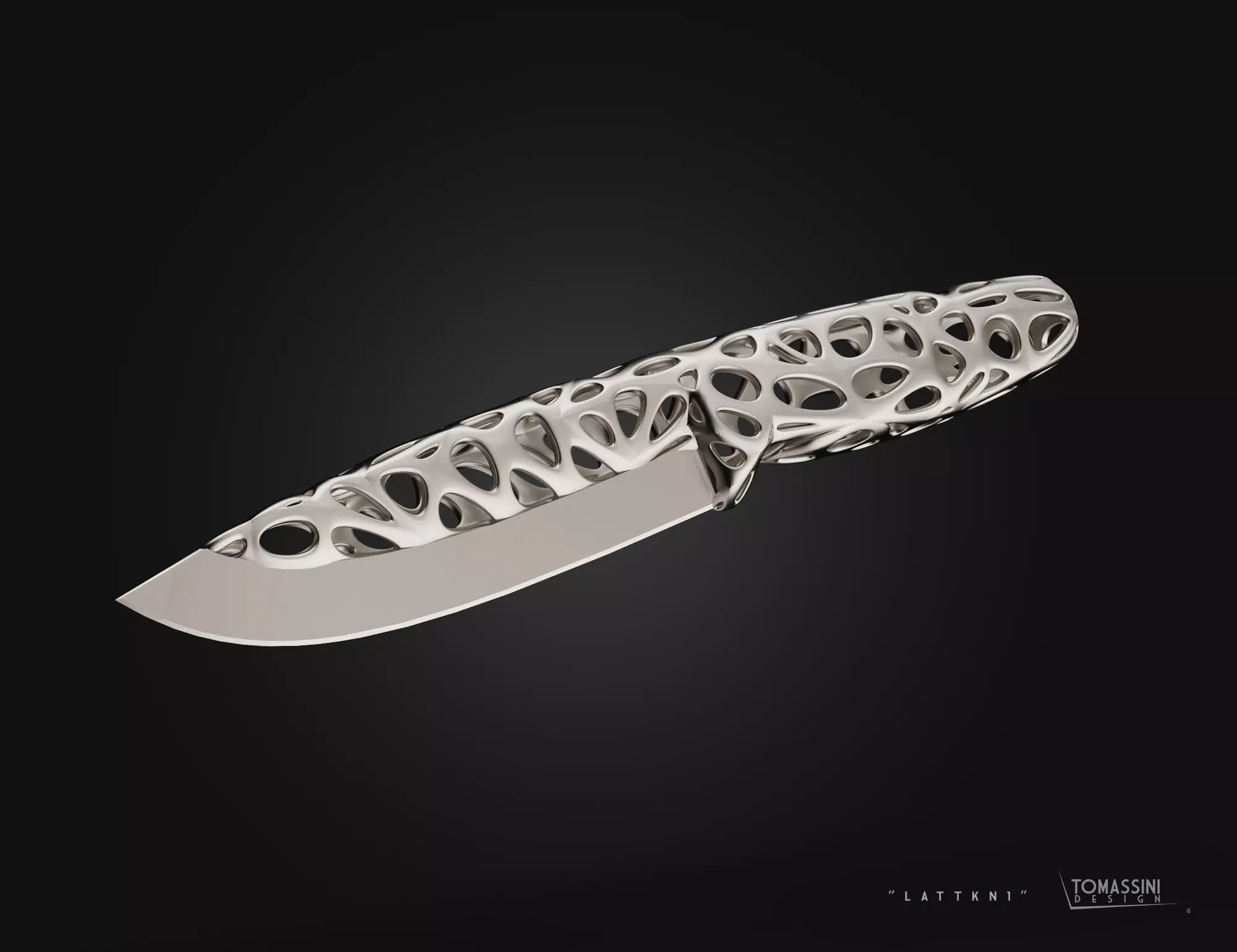 Lattice Voronoi Knife True Size Ergonomic STL 3D print model