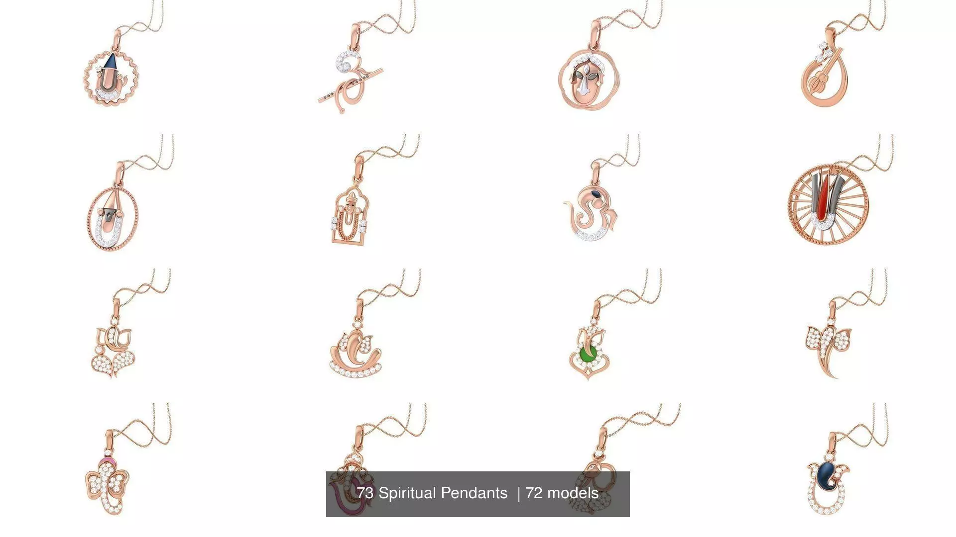 72 Spiritual Pendants  3D Model Collection_0