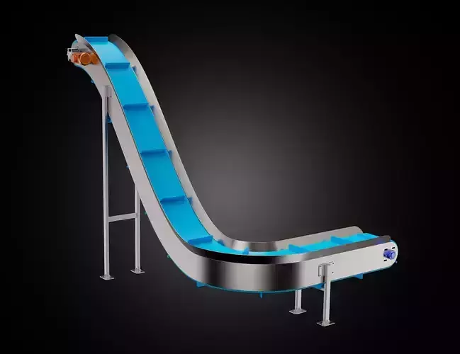 Industrial Conveyor Curved Cad Model Step 