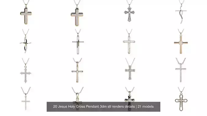 20 Jesus Holy Cross Pendant 3dm stl renders details 3D Model Collection