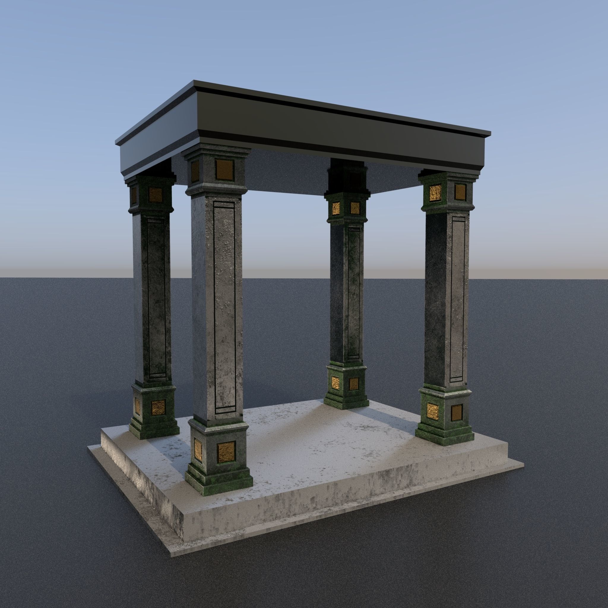 Statue Platform Low-poly 3D model_1