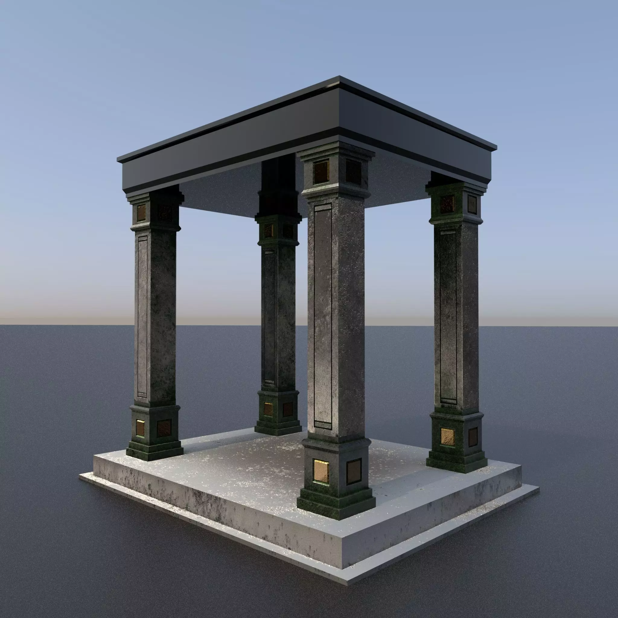 Statue Platform Low-poly 3D model_0