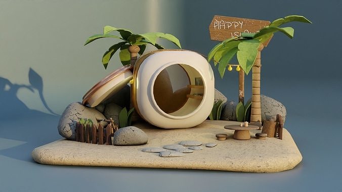 Little Island Low-poly 3D model