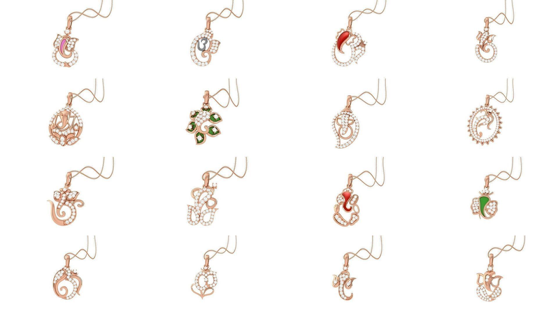 36  Ganesha Spiritual Diamond Pendant  3D Model Collection_1