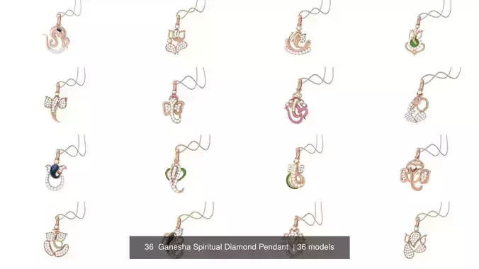 36  Ganesha Spiritual Diamond Pendant  3D Model Collection