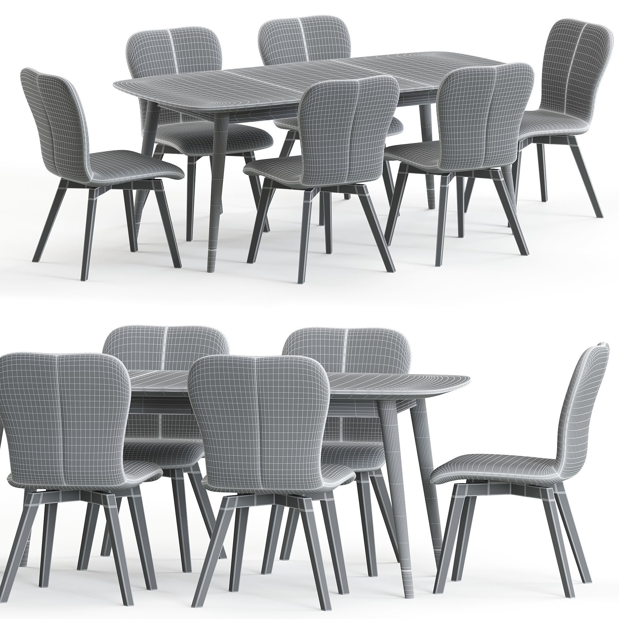 Aspen chair and Clover table 3D model_7
