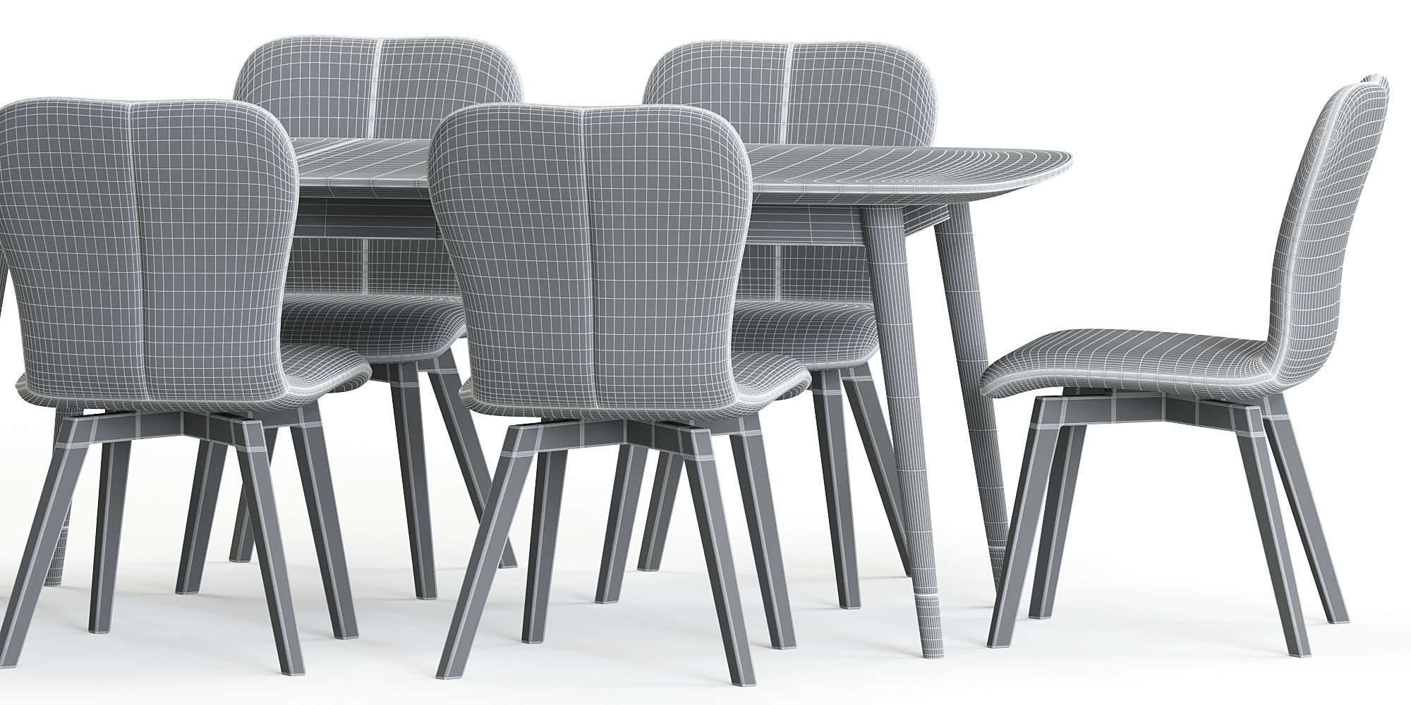 Aspen chair and Clover table 3D model_4