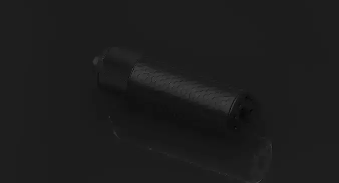 Rifle Silencer for Games or Cosplay Detailed Step file