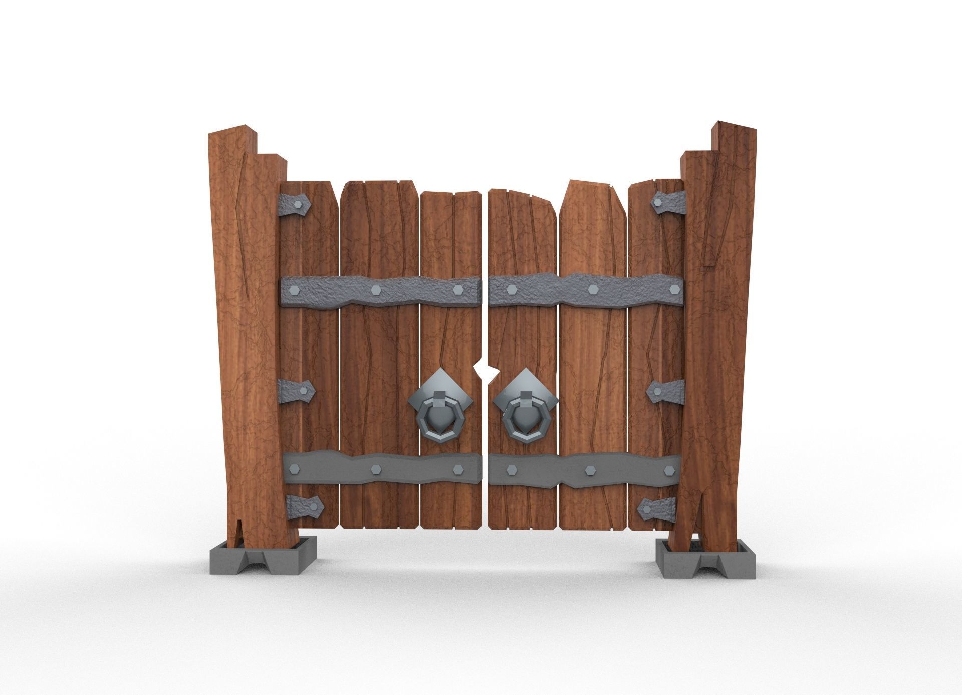 wooden door Low-poly 3D model_7