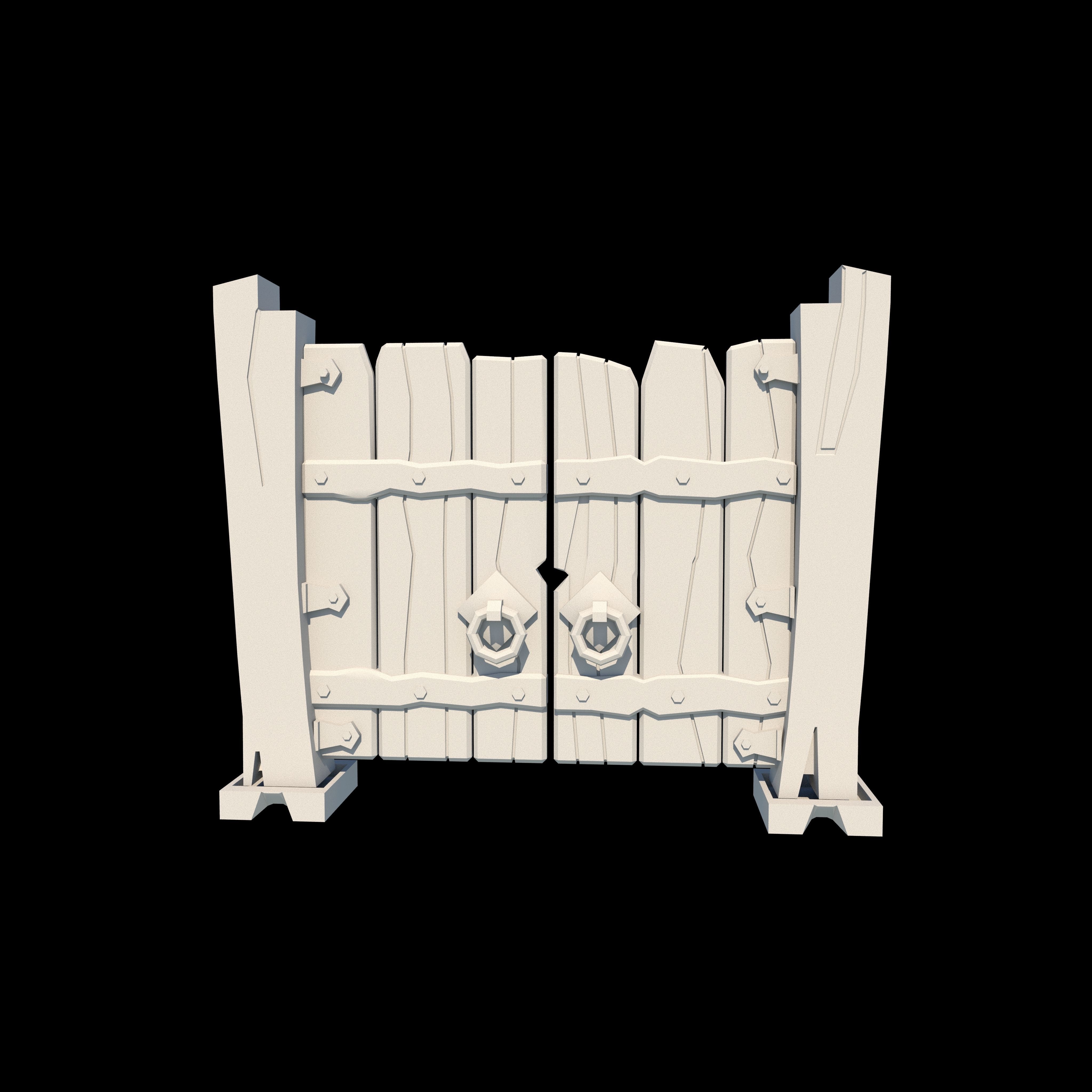 wooden door Low-poly 3D model_6