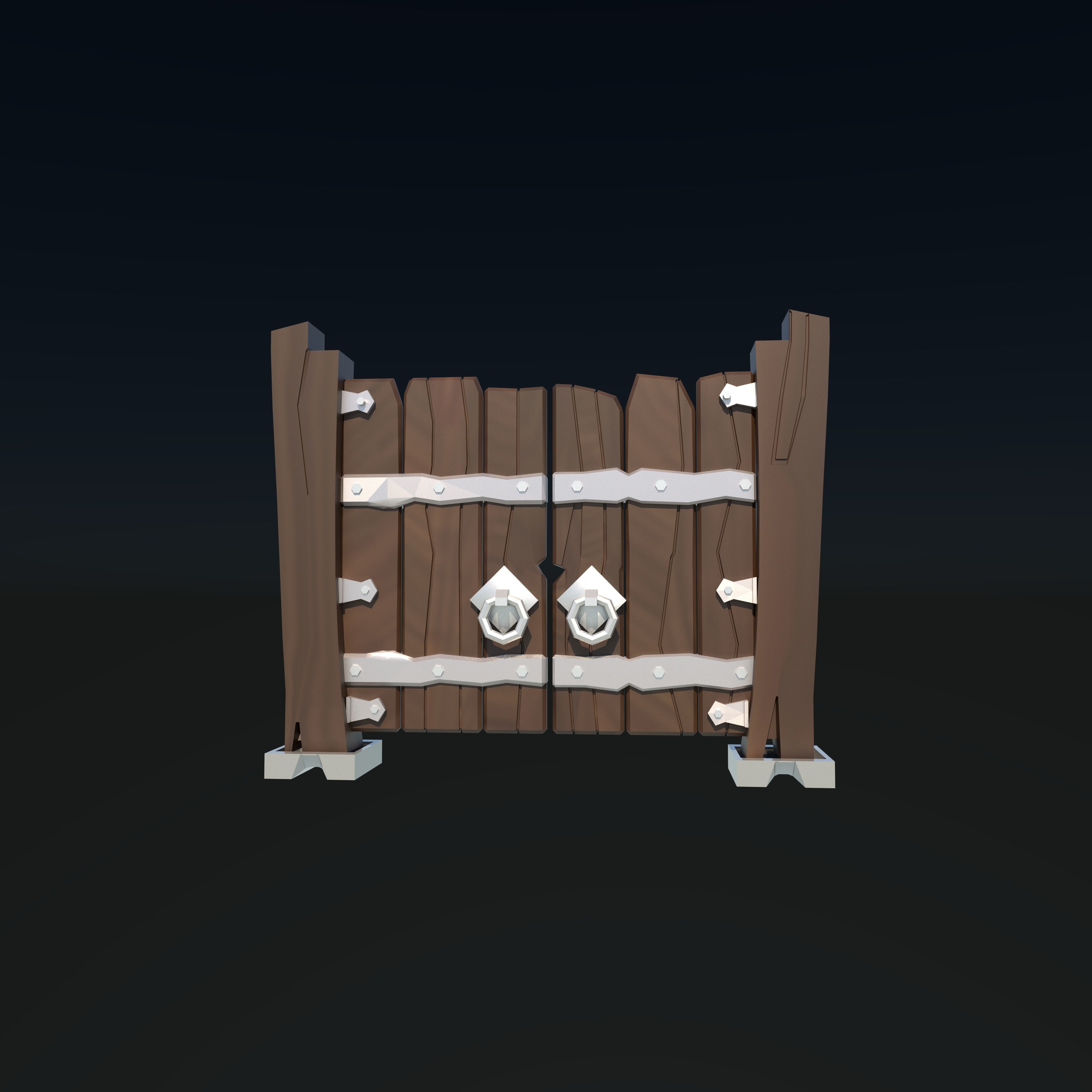 wooden door Low-poly 3D model_3