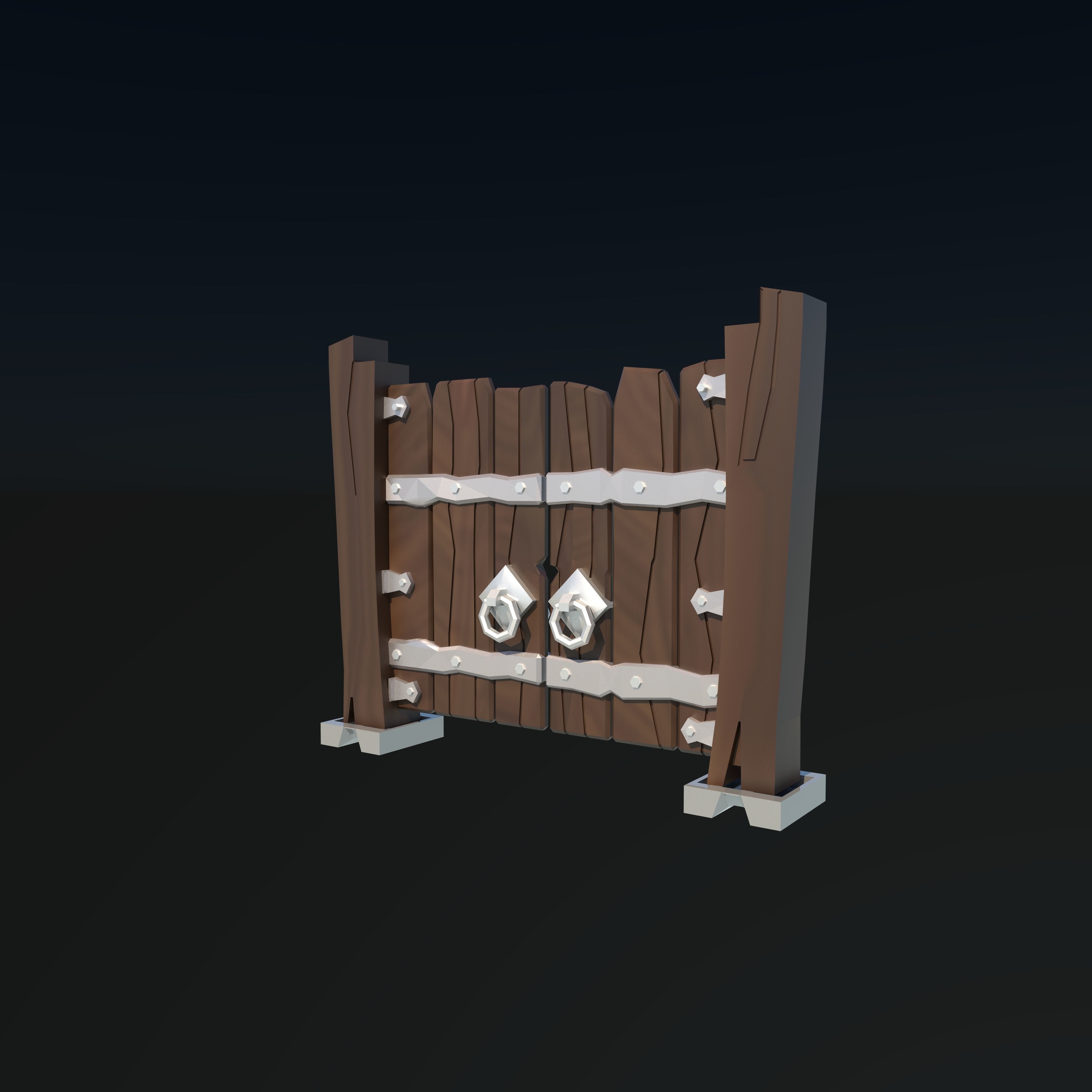 wooden door Low-poly 3D model_4