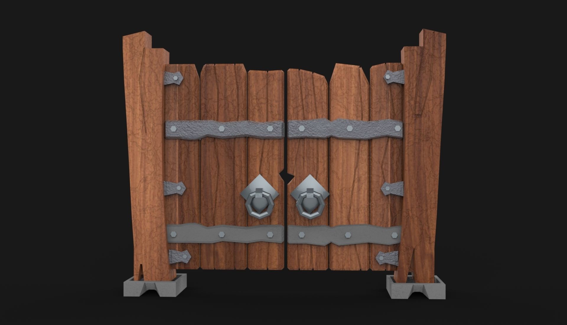 wooden door Low-poly 3D model_2