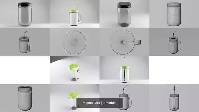 Mason Jars 3D Model Collection
