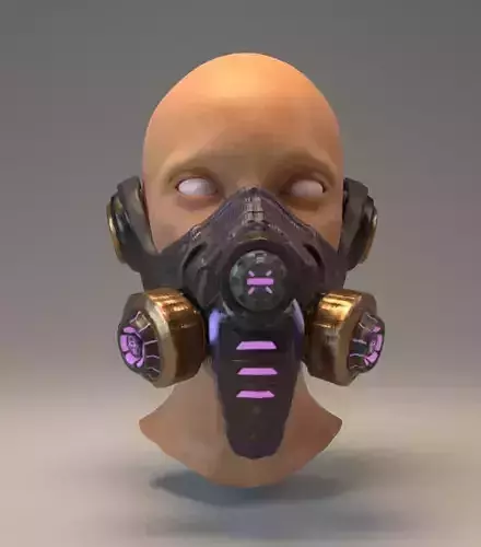 Futuristic Gas Mask Low-poly 3D model