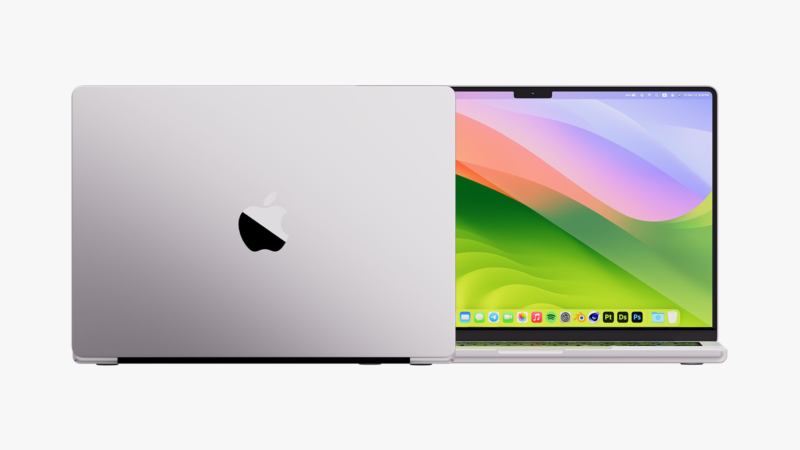 Apple MacBook Pro 14 - 16 inch Silver 2023 With Magic Mouse 3D model_13