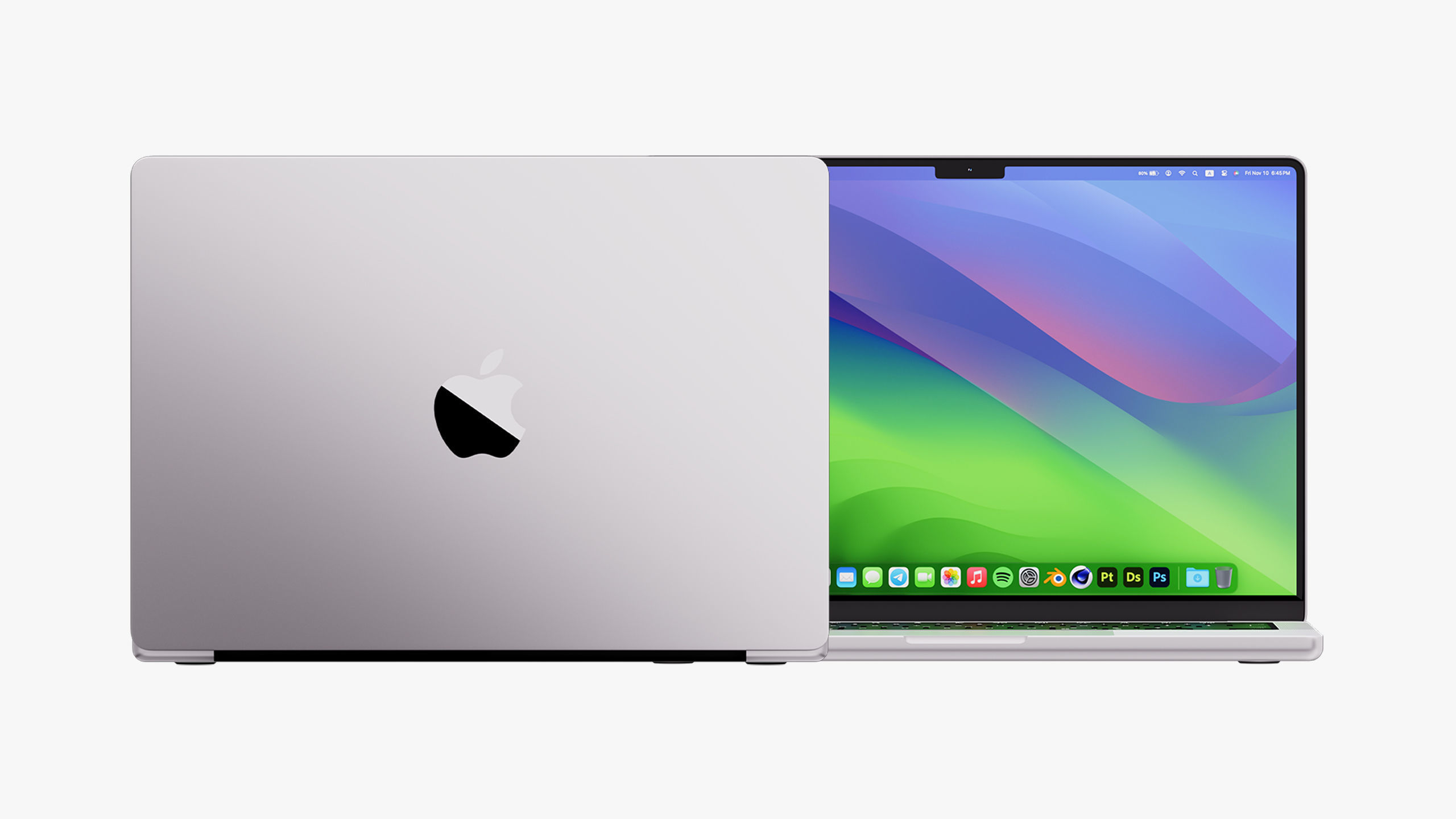 Apple MacBook Pro 14 - 16 inch Silver 2023 With Magic Mouse 3D model_15