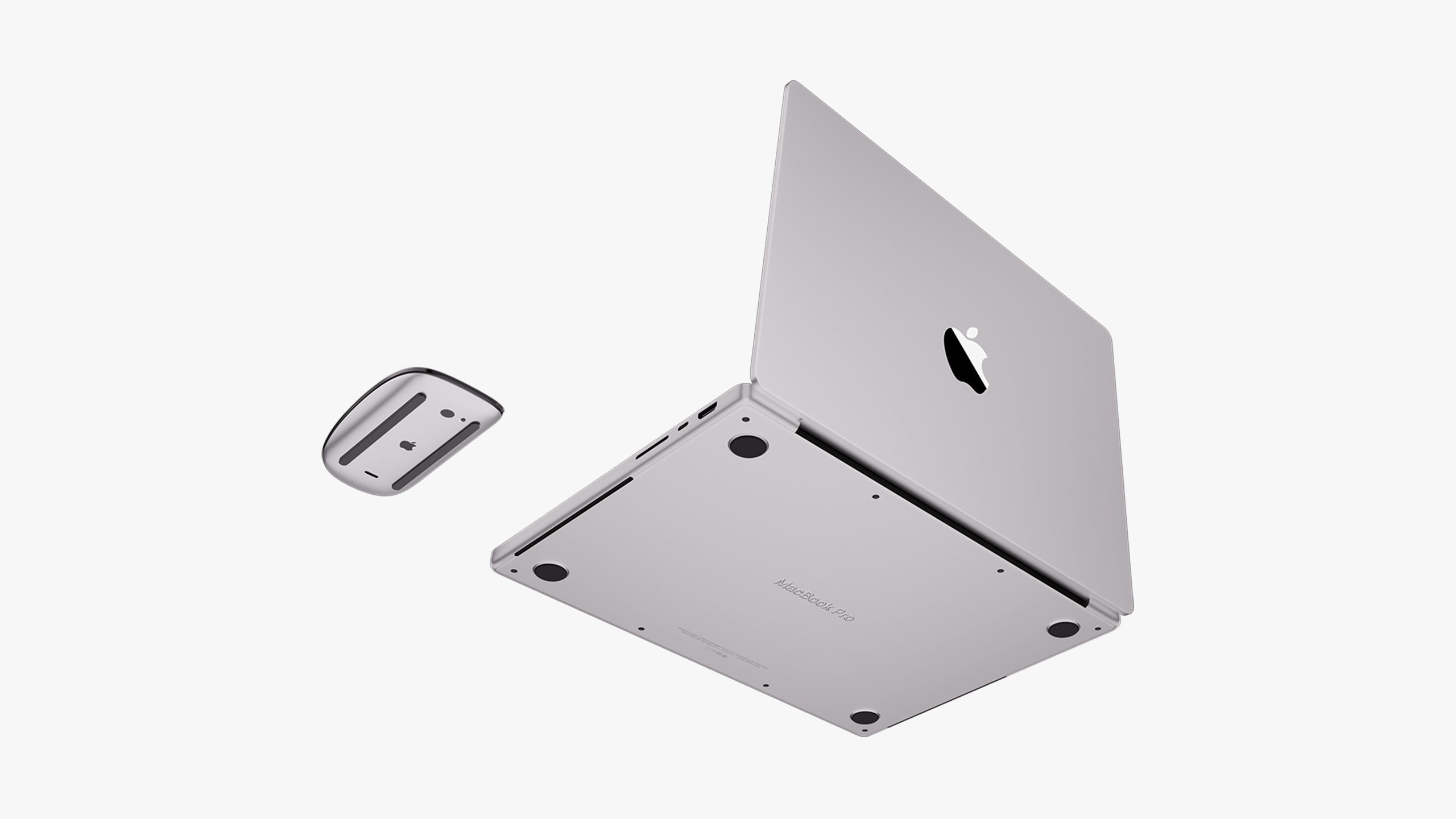 Apple MacBook Pro 14 - 16 inch Silver 2023 With Magic Mouse 3D model_17