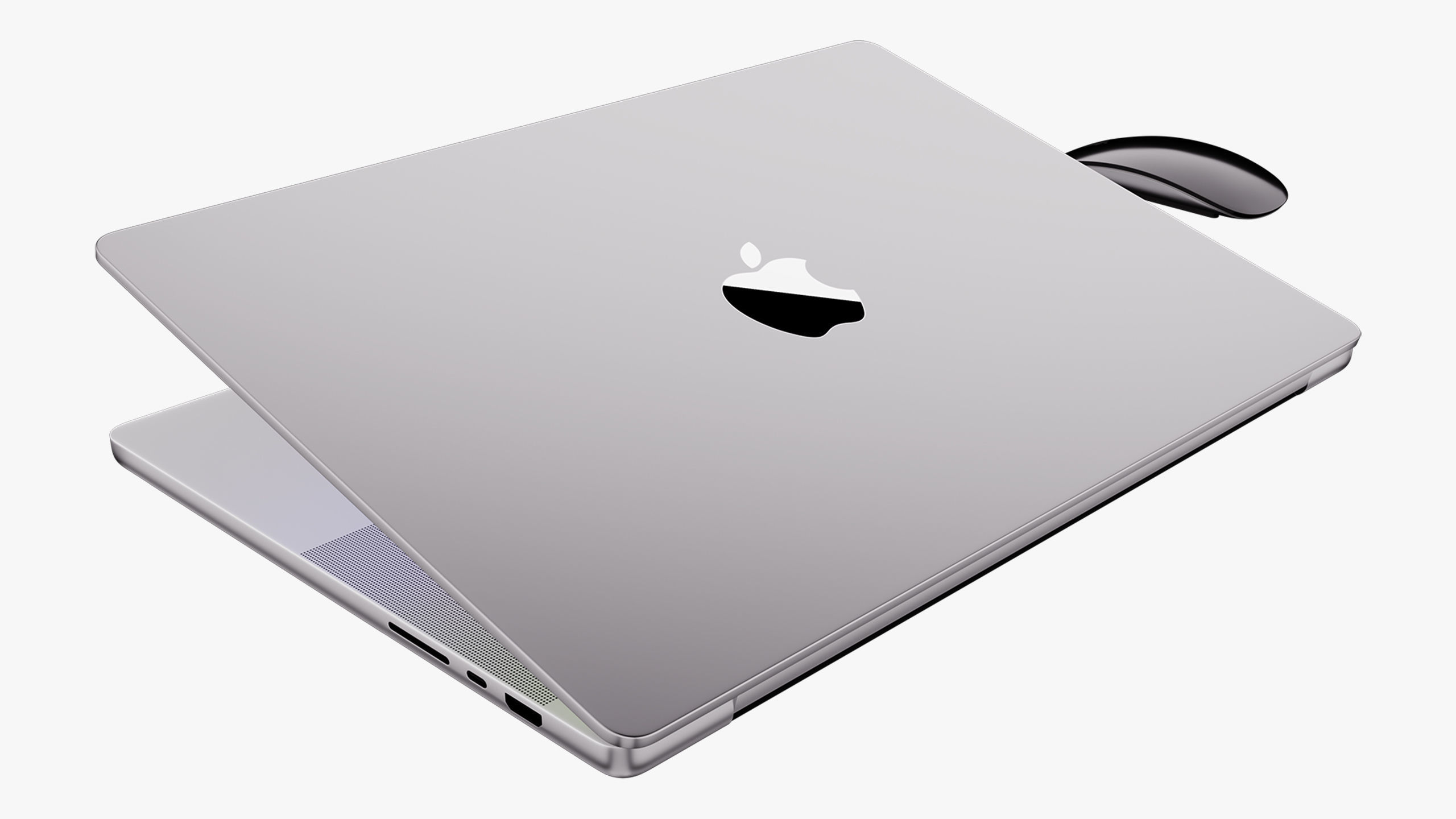 Apple MacBook Pro 14 - 16 inch Silver 2023 With Magic Mouse 3D model_28