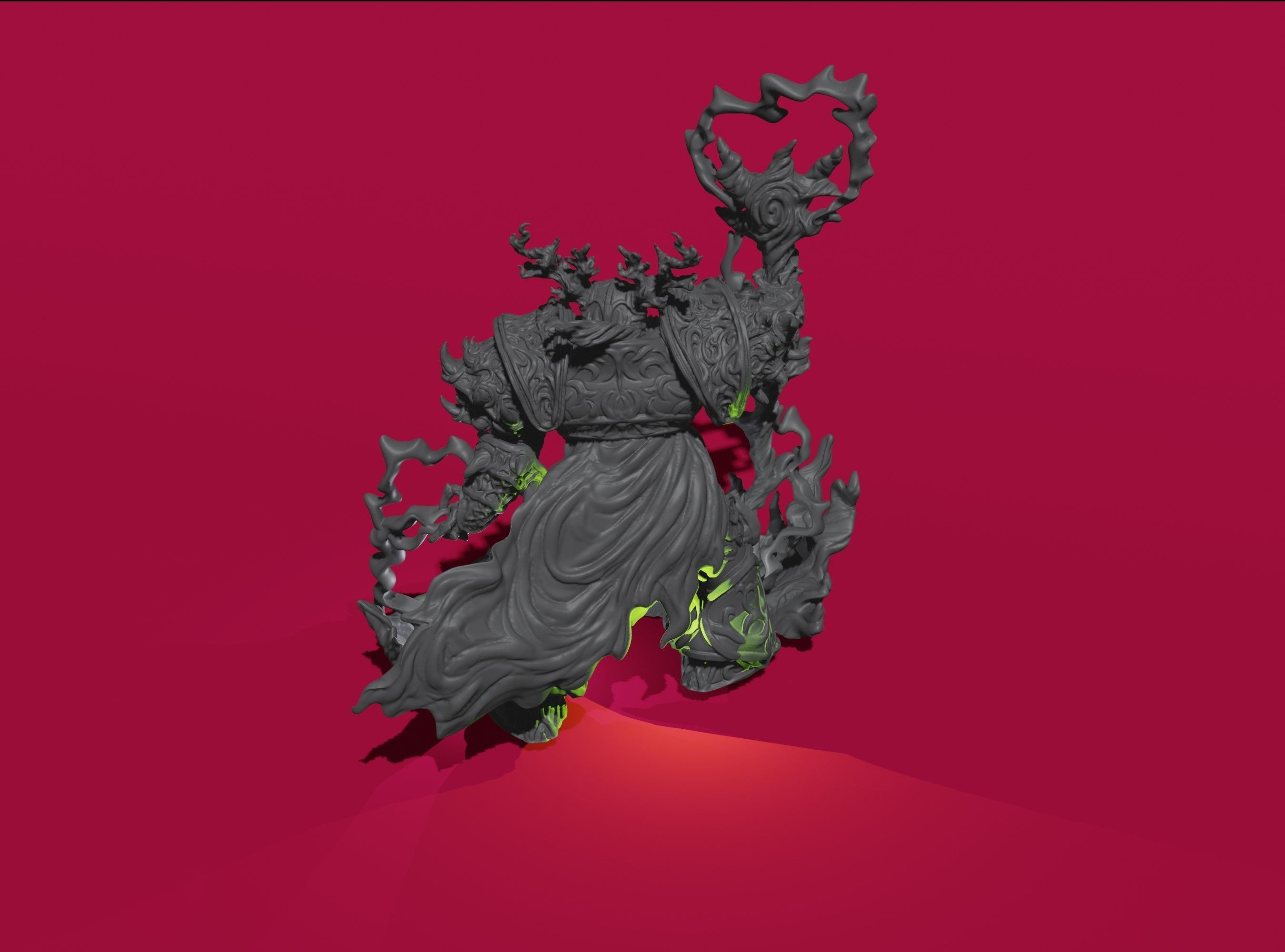 Kor - Heavy armoured sorcerer supported 3D print model_4