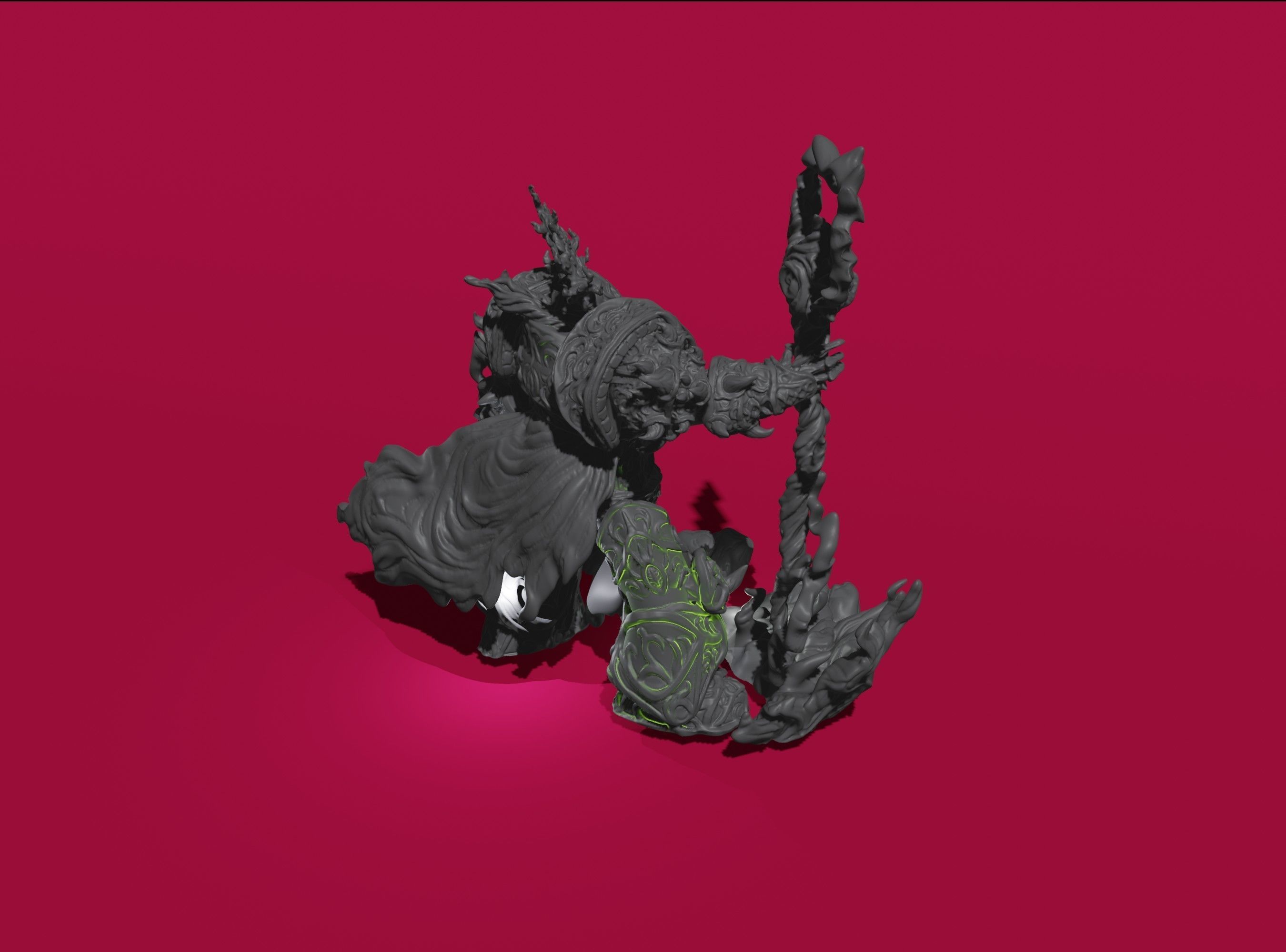 Kor - Heavy armoured sorcerer supported 3D print model_5