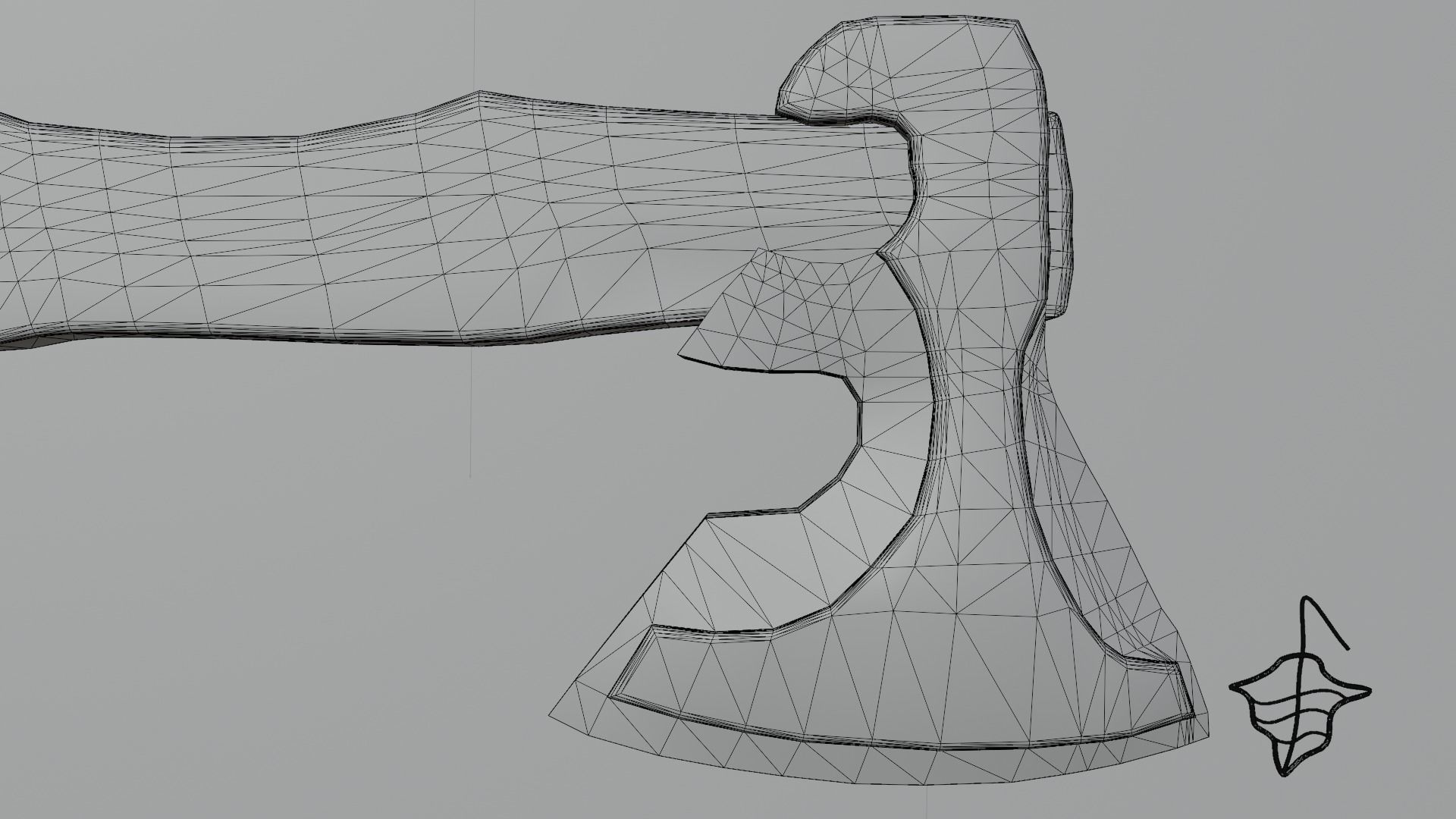 Slavic pagan axe with pagan patterns Low-poly 3D model_13