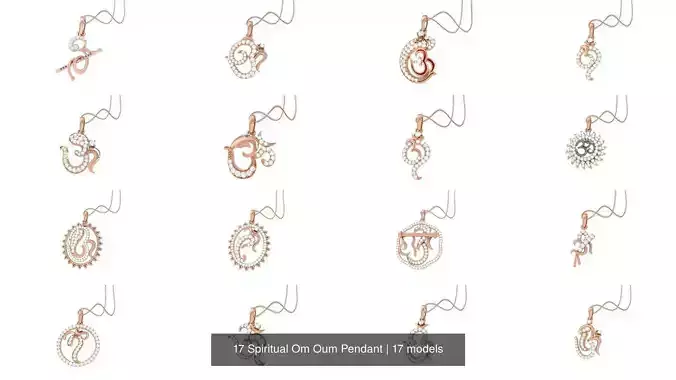 17 Spiritual Om Oum Pendant 3D Model Collection