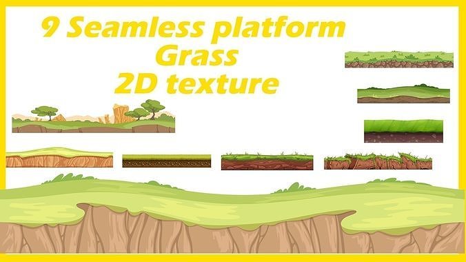 collection of 2D Cartoony Grass Platform Textures Texture