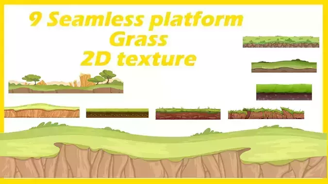 collection of 2D Cartoony Grass Platform Textures Texture