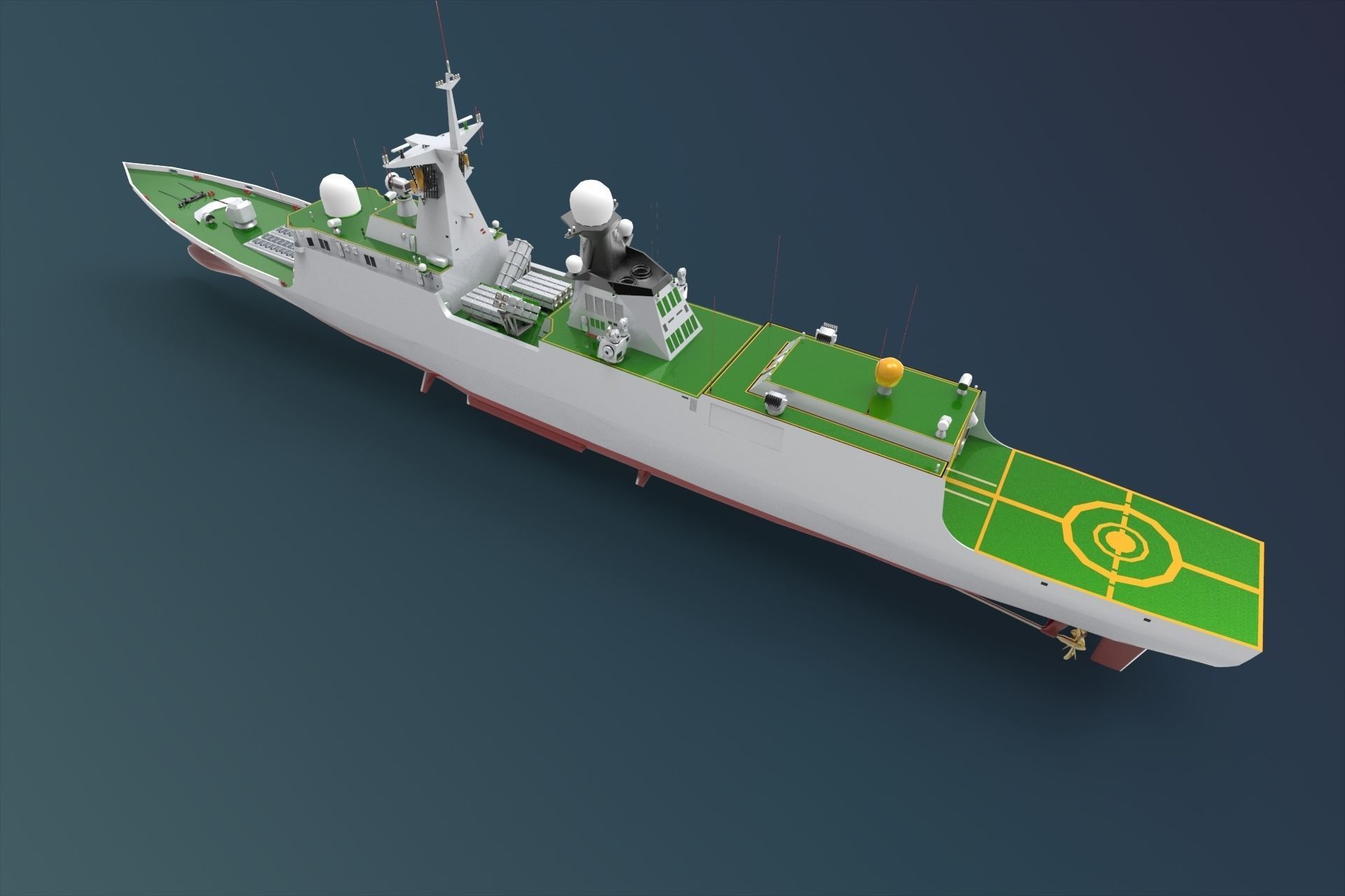 Guided missile frigate 3D model_3