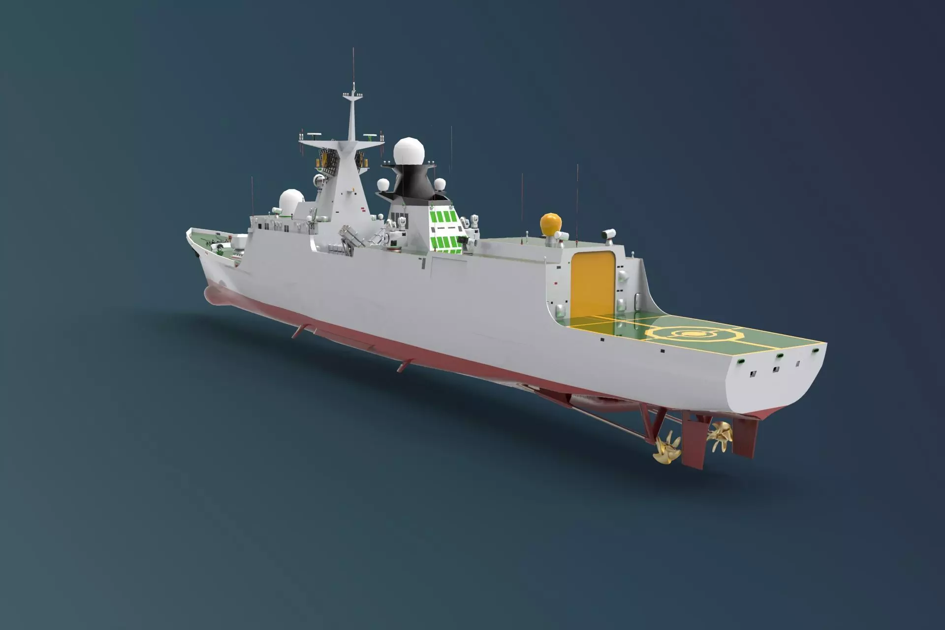 Guided missile frigate 3D model_0