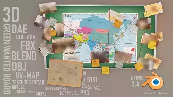 Green wanted Board Low-poly 3D model