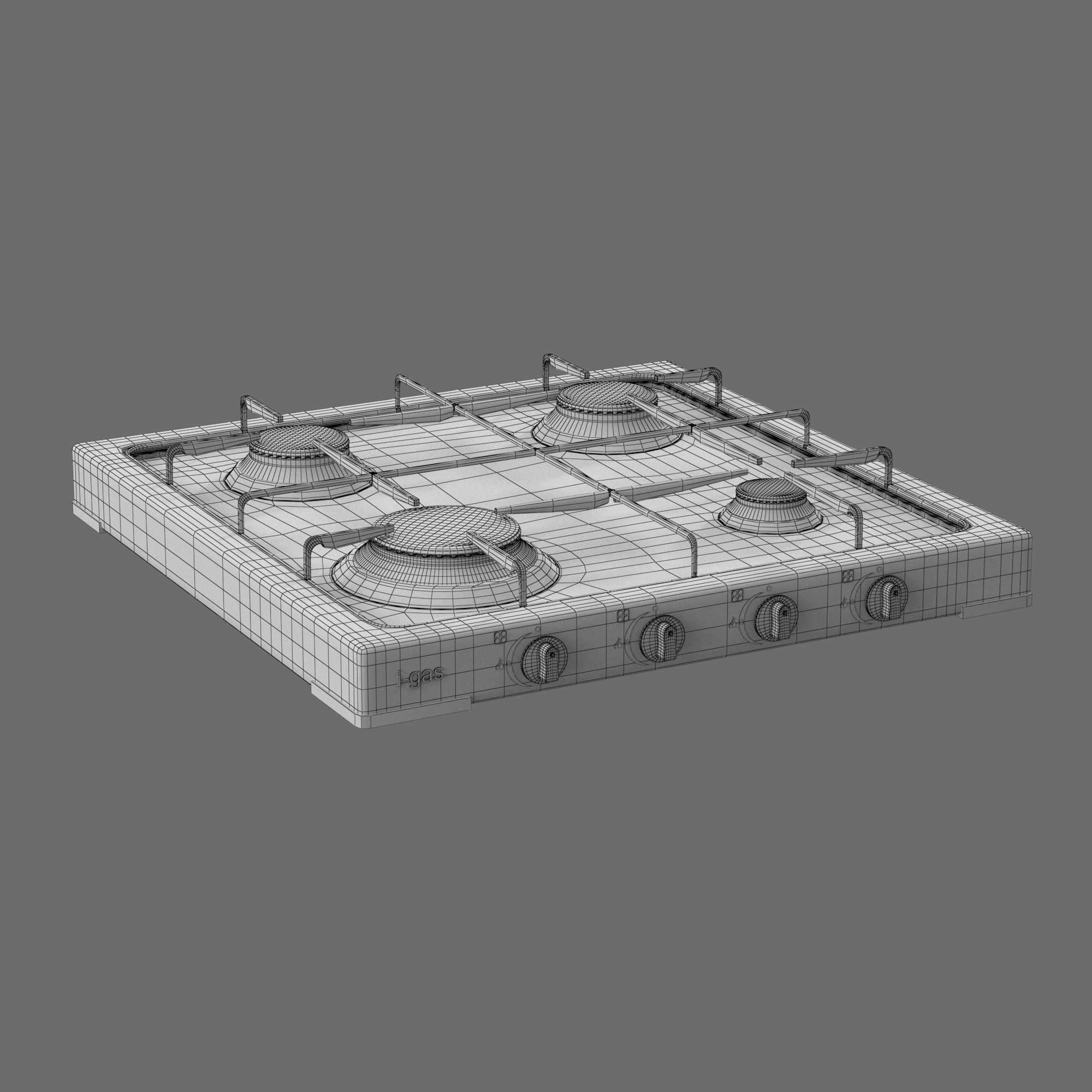 Cooktop Stove top Classic 3D Model Low-poly 3D model_1