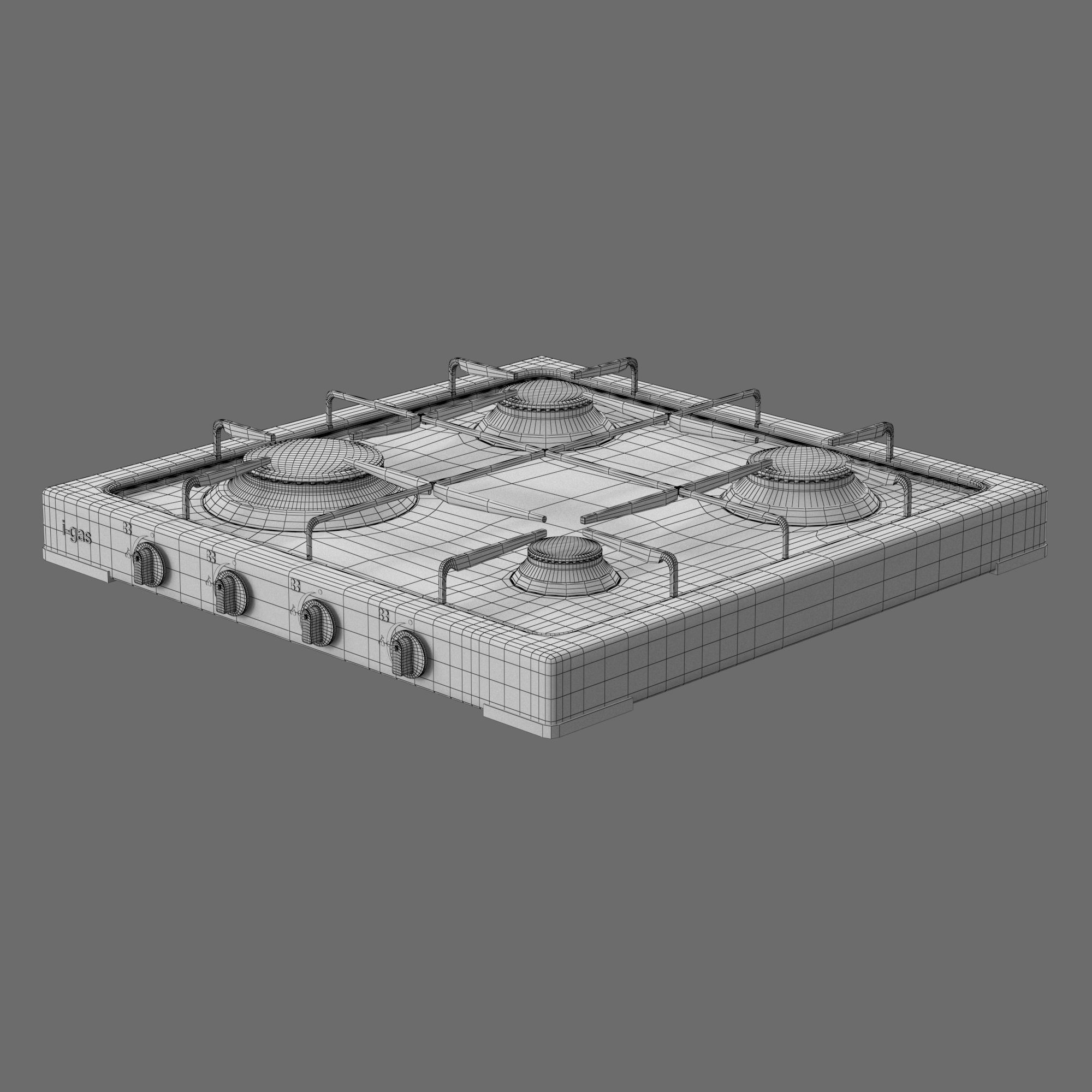 Cooktop Stove top Classic 3D Model Low-poly 3D model_5
